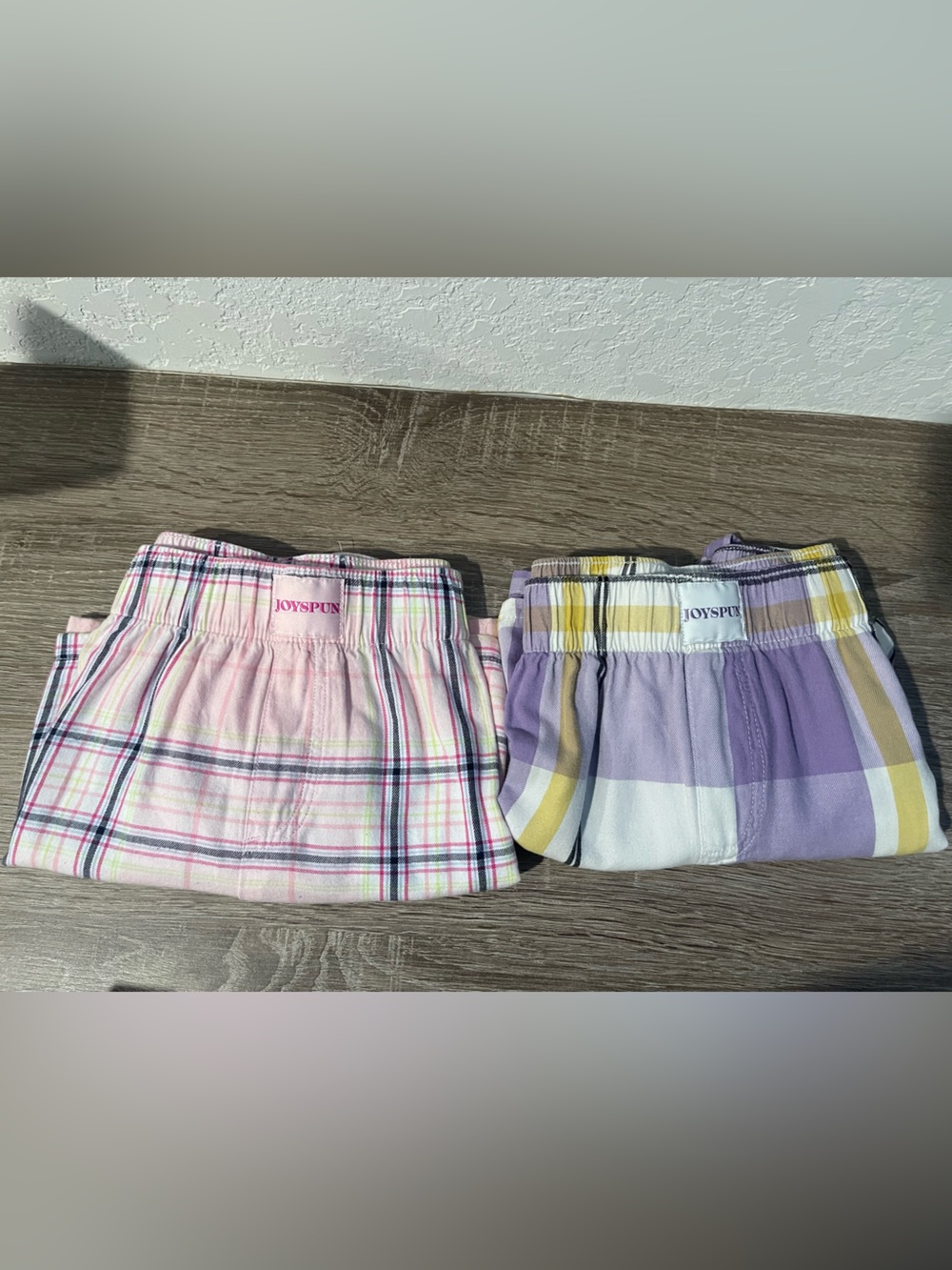 Joyspun 2 pairs of Women's Plaid Sleep Shorts - Pink & Purple